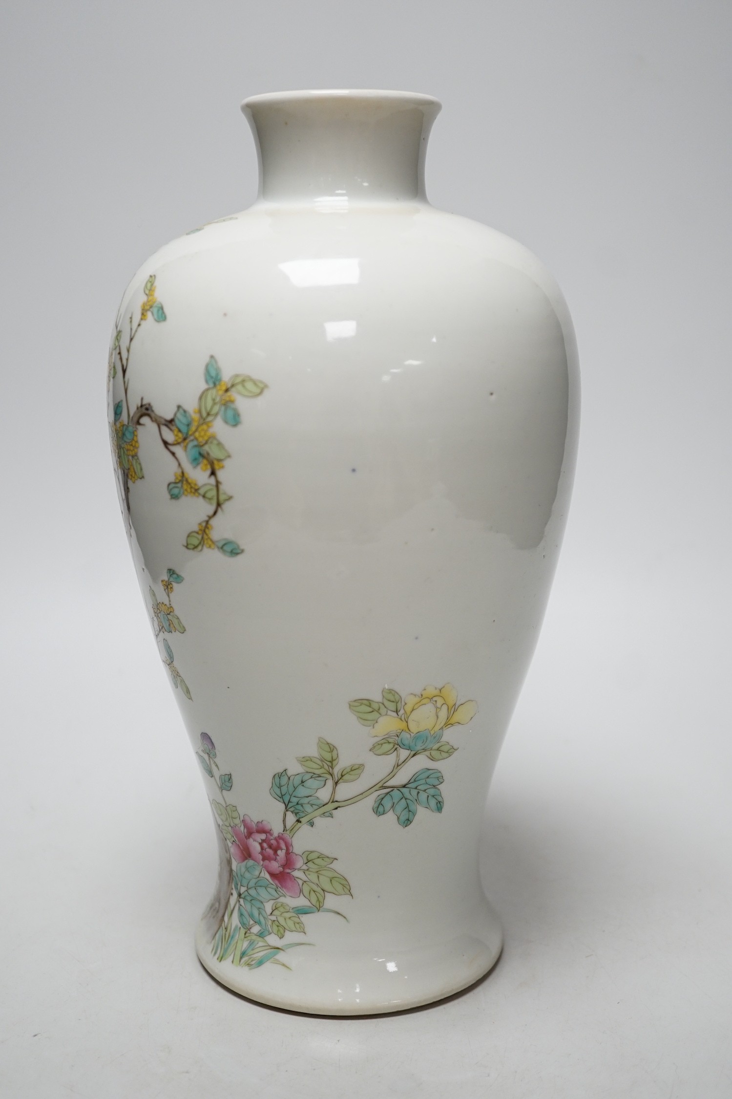 A Chinese famille rose baluster vase, 30cm